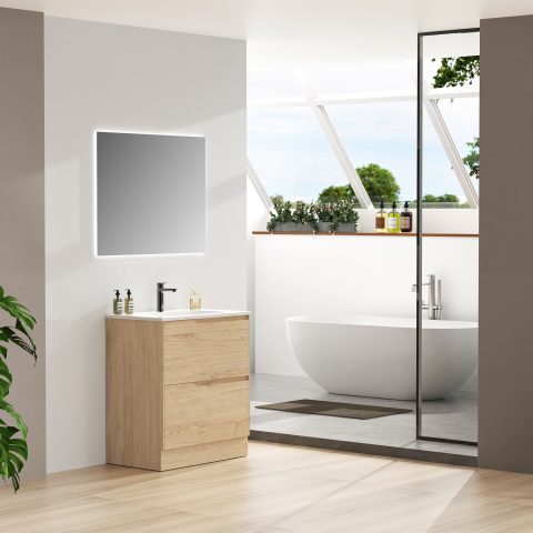 Wai 750mm Floor-Standing Vanity - Honey Oak - Image 3