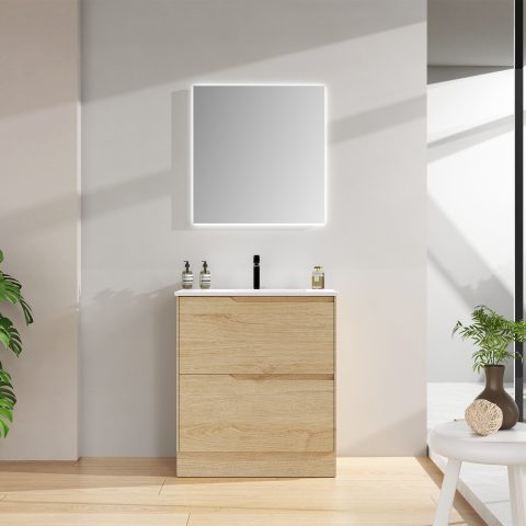 Wai 750mm Floor-Standing Vanity - Honey Oak - Image 2