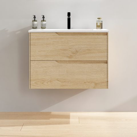 Wai 750mm Wall-Hung Vanity - Honey Oak - Image 1