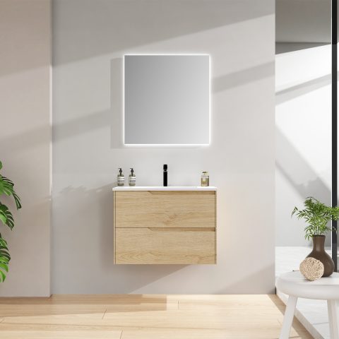 Wai 750mm Wall-Hung Vanity - Honey Oak - Image 2