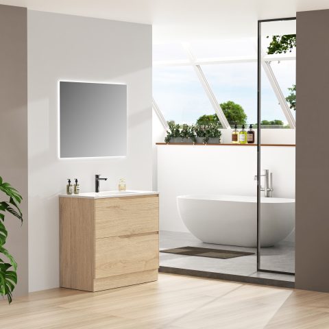 Wai 900mm Floor-Standing Vanity - Honey Oak - Image 3