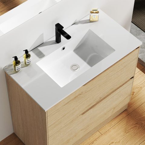 Wai 900mm Floor-Standing Vanity - Honey Oak - Image 4