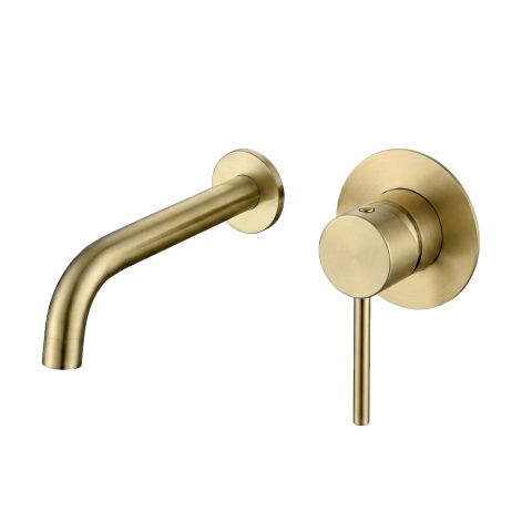 Rondo Concealed Wall Basin Mixer Set 80mm - Brushed Gold - Image 1