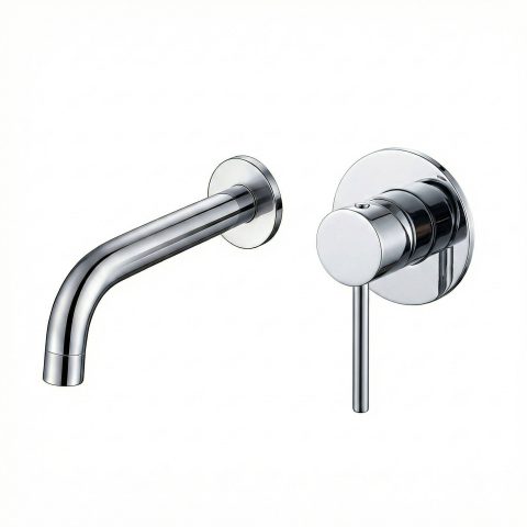 Rondo Concealed Wall Basin Mixer Set 80mm - Chrome - Image 1