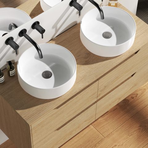 Wai 1200mm Timber Top Wall-Hung Vanity - Honey Oak - Image 4