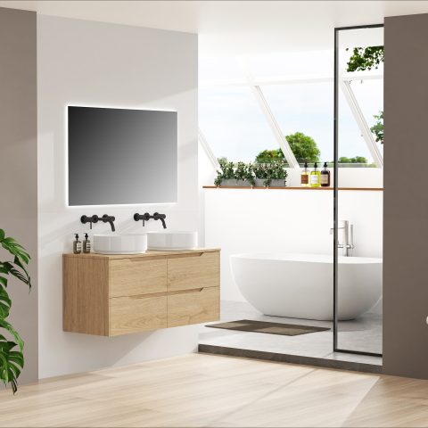 Wai 1200mm Timber Top Wall-Hung Vanity - Honey Oak - Image 3