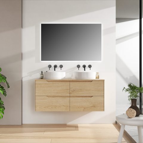 Wai 1200mm Timber Top Wall-Hung Vanity - Honey Oak - Image 2