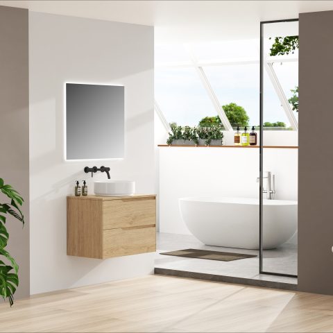 Wai 750mm Timber Top Wall-Hung Vanity - Honey Oak - Image 5