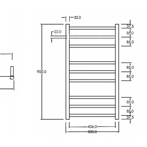 9 Bar Round Heated Towel Rail - Gun Metal - Image 2