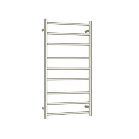 9 Bar Round Heated Towel Rail - Brushed Nickel - Image 1