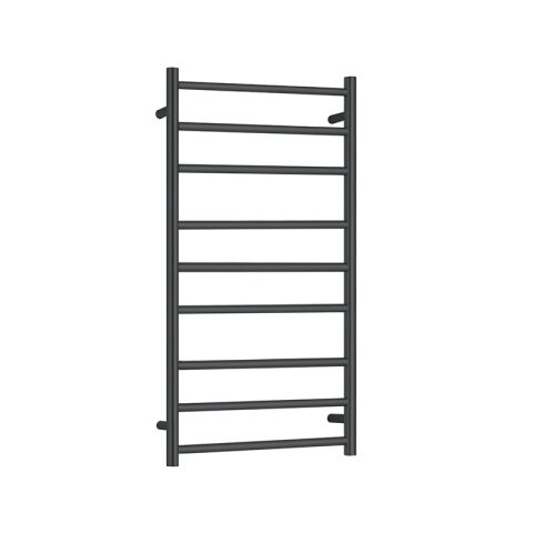 9 Bar Round Heated Towel Rail - Matte Black - Image 1
