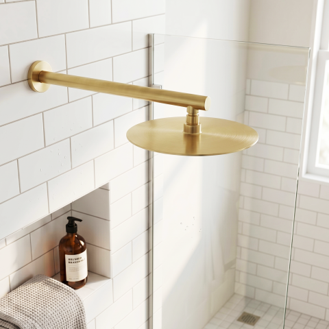 Milo 250mm Round Rainfall Shower Head with 400mm Arm - Brushed Gold - Image 3