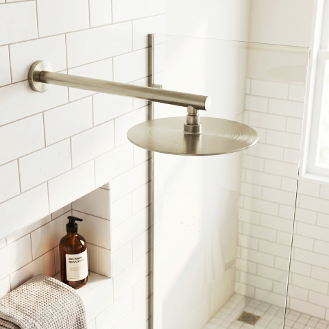 Milo 250mm Round Rainfall Shower Head with 400mm Arm - Brushed Nickel - Image 3
