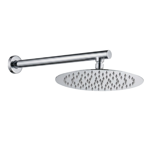 Milo 250mm Round Rainfall Shower Head with 400mm Arm - Chrome - Image 1