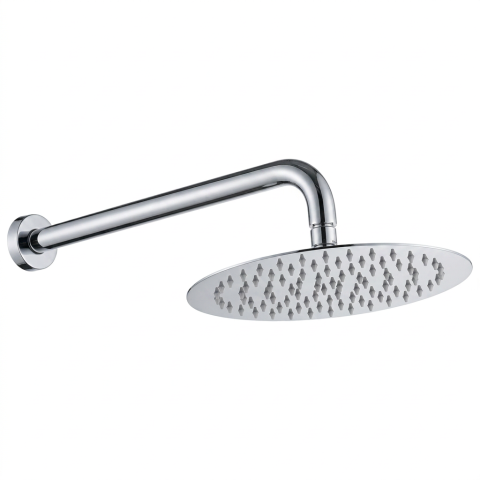 Milo 250mm Round Rainfall Shower Head with 400mm Arm - Chrome - Image 1