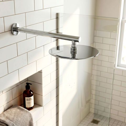 Milo 250mm Round Rainfall Shower Head with 400mm Arm - Chrome - Image 3