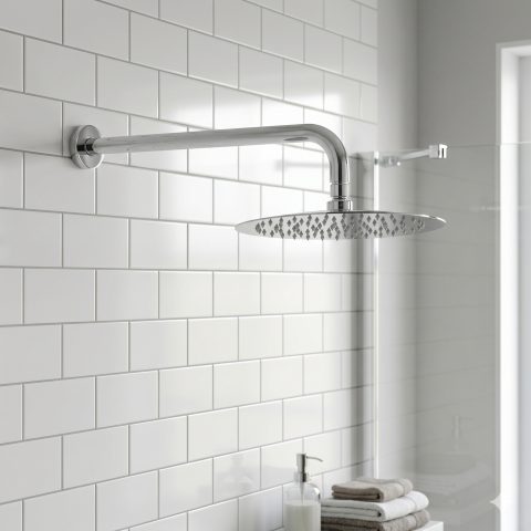 Milo 250mm Round Rainfall Shower Head with 400mm Arm - Chrome - Image 2