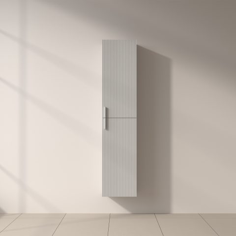 Aura 1600mm Wall-Hung Tall Towel Cabinet - Matte White - Image 1