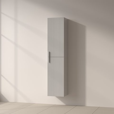 Aura 1600mm Wall-Hung Tall Towel Cabinet - Matte White - Image 2