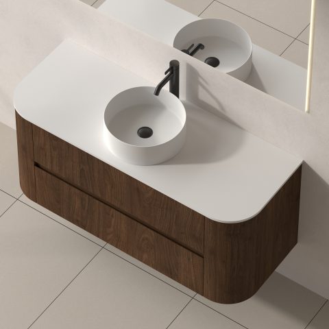 Haven 1200mm Wall-Hung Vanity - Walnut - Image 5