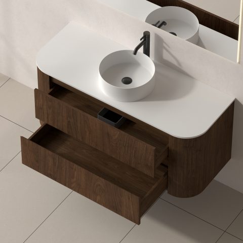 Haven 1200mm Wall-Hung Vanity - Walnut - Image 7