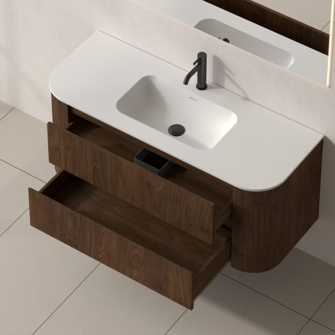 Haven 1200mm Wall-Hung Vanity - Walnut - Image 8
