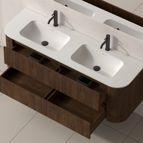 Haven 1500mm Wall-Hung Vanity - Walnut - Image 8