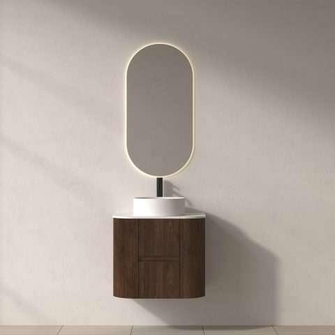 Haven 600mm Wall-Hung Vanity - Walnut - Image 1