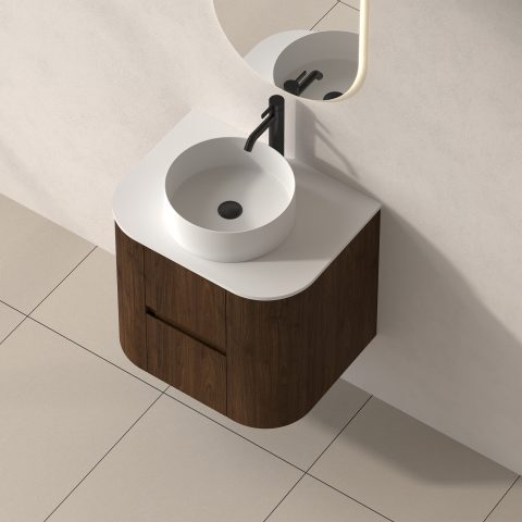 Haven 600mm Wall-Hung Vanity - Walnut - Image 5