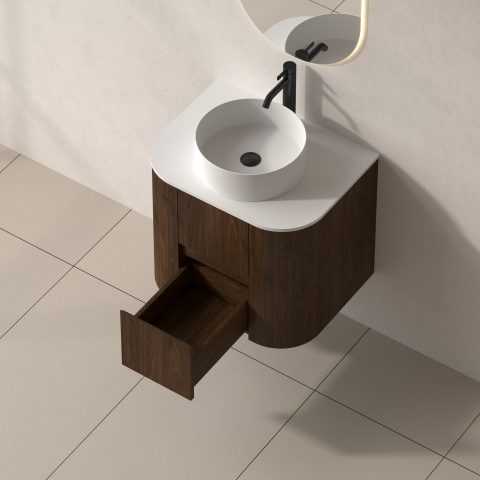 Haven 600mm Wall-Hung Vanity - Walnut - Image 7