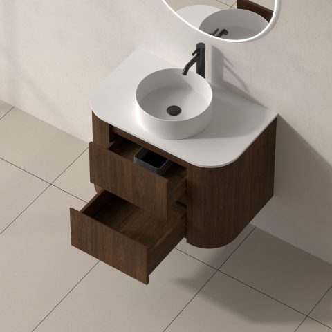 Haven 750mm Wall-Hung Vanity - Walnut - Image 7