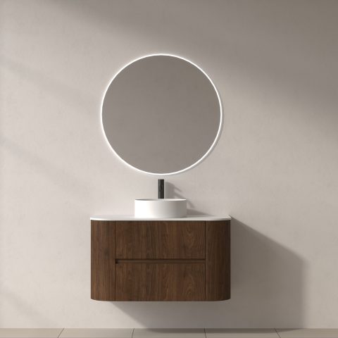 Haven 900mm Wall-Hung Vanity - Walnut - Image 1