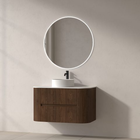 Haven 900mm Wall-Hung Vanity - Walnut - Image 3