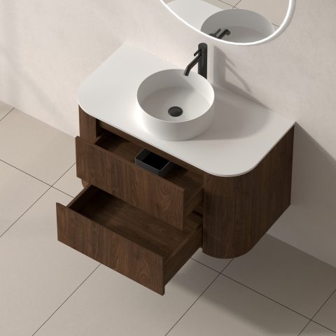 Haven 900mm Wall-Hung Vanity - Walnut - Image 7