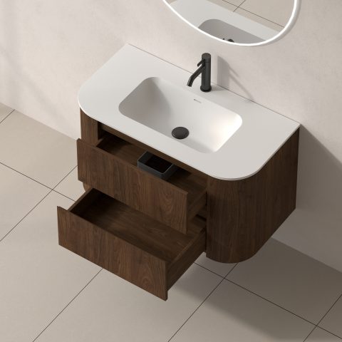 Haven 900mm Wall-Hung Vanity - Walnut - Image 8