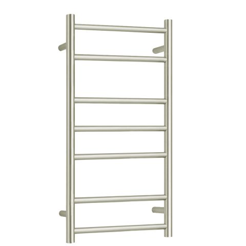 7 Bar Round Profile Heated Towel Rail – Brushed Nickel - Image 1