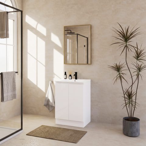 Avalon 600mm Premium Plywood Floor-Standing Vanity - Gloss White - Image 4