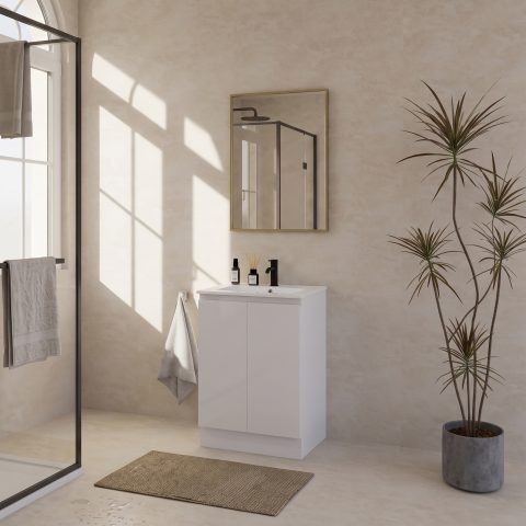 Avalon 600mm Premium Plywood Floor-Standing Vanity - Gloss White - Image 2