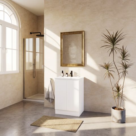 Avalon 600mm Premium Plywood Floor-Standing Vanity - Gloss White - Image 3