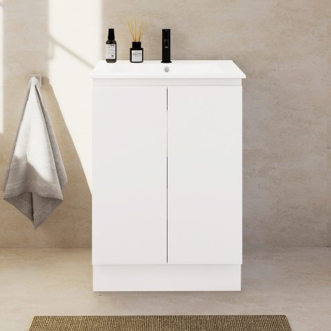 Avalon 600mm Premium Plywood Floor-Standing Vanity - Gloss White - Image 1