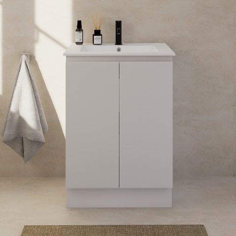 Avalon 600mm Premium Plywood Floor-Standing Vanity - Gloss White - Image 1