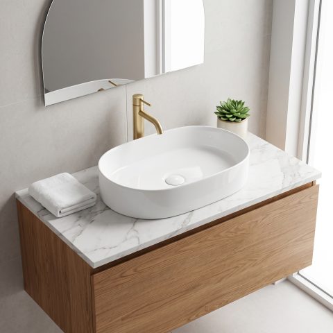 Elara 600mm Above-Counter Basin - Gloss White - Image 2