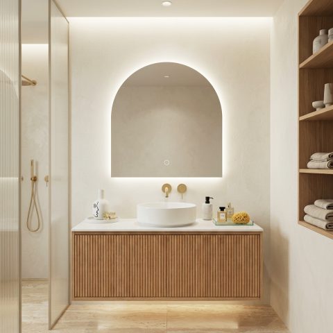 The Lumina 800x850mm Arch LED Mirror - Image 2
