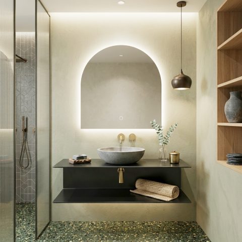 The Lumina 800x850mm Arch LED Mirror - Image 3