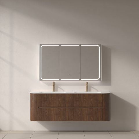 Lumina 1200mm Front & Bottom-Lit LED Mirror Cabinet - Matte White - Image 1