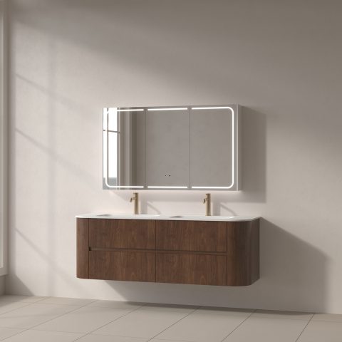 Lumina 1200mm Front & Bottom-Lit LED Mirror Cabinet - Matte White - Image 3