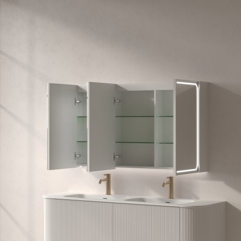 Lumina 1200mm Front & Bottom-Lit LED Mirror Cabinet - Matte White - Image 6