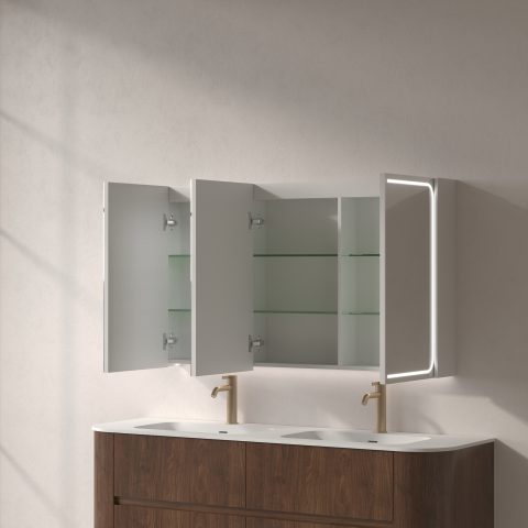 Lumina 1200mm Front & Bottom-Lit LED Mirror Cabinet - Matte White - Image 5