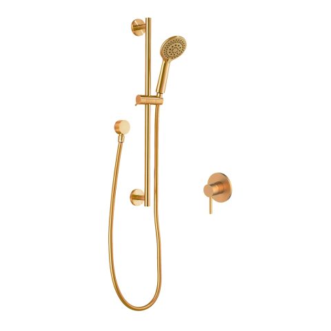 Rondo Slide Shower Rail and Mixer Combo - Dark Brushed Gold - Image 1