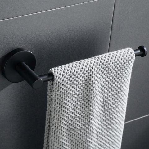 Matte Black Towel Rail Round - Image 2